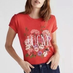 Lucky Brand Coral Floral Graphic Tee